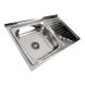 Мийка для кухні із нержавіючої сталі прямокутна накладна PLATINUM 8050 L ПОЛИРОВКА 800x500x160мм глянцева 0.7мм із сифоном PLS-A558 2 з 5