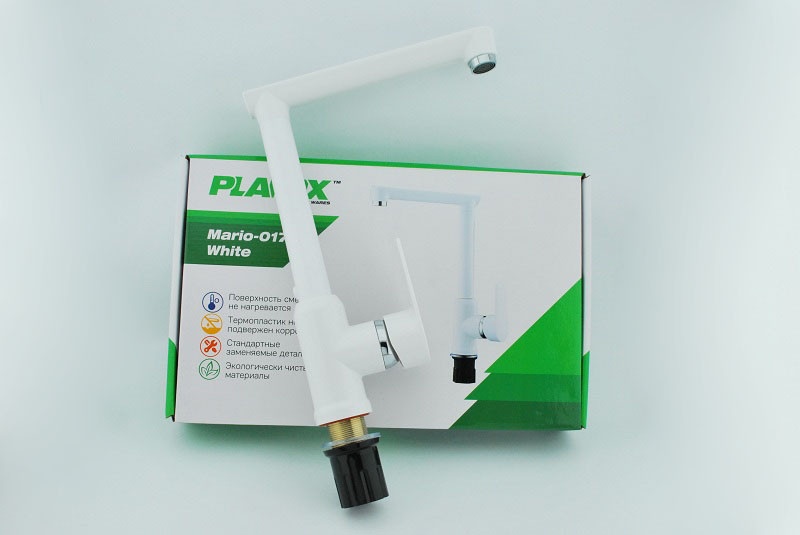 Змішувач для кухні одноважільний PLAMIX Mario-017 білий пластик PM0608