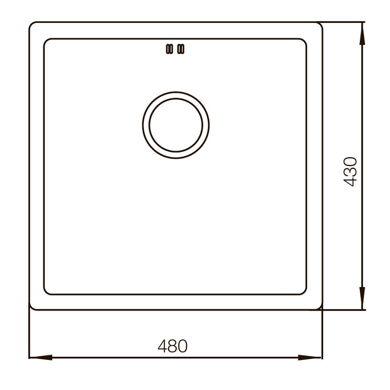 Мойка для кухни MIXXUS из нержавеющей стали MX4843-220x1.0-PVD-BRONZE 480x430мм прямоугольная интегрированная матовая 1мм бронза с сифоном MX0558