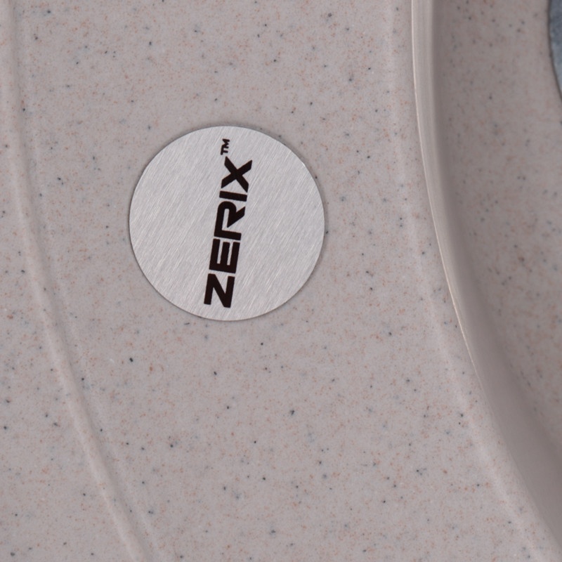 Мийка для кухні гранітна кругла ZERIX ZS-510R-07 510x510x200мм із сифоном бежева ZX4534