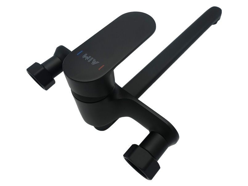 Cмеситель однорычажный настенного монтажа AIM черный латунь DG01252 matte black