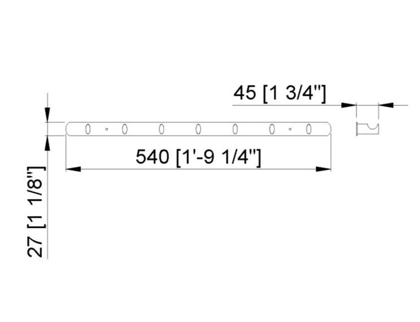 Тримач з гачками для рушників NOFER LINE 16508.B 540мм семерний округлий металевий хром
