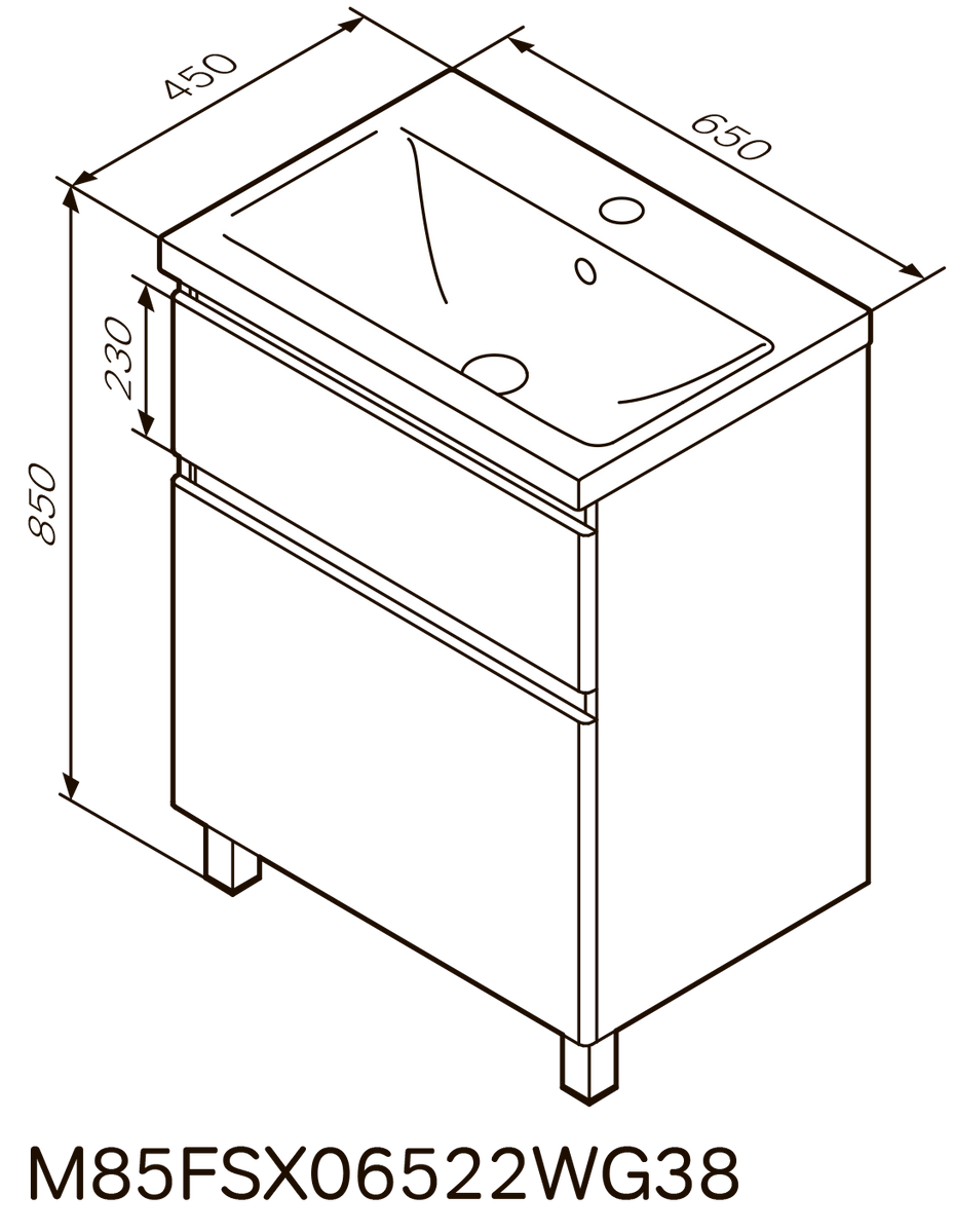 Тумбочка із умивальником у ванну AM.PM X-Joy 65x85x45см на підлогу білий M85-FSX0652-WC0652WG38