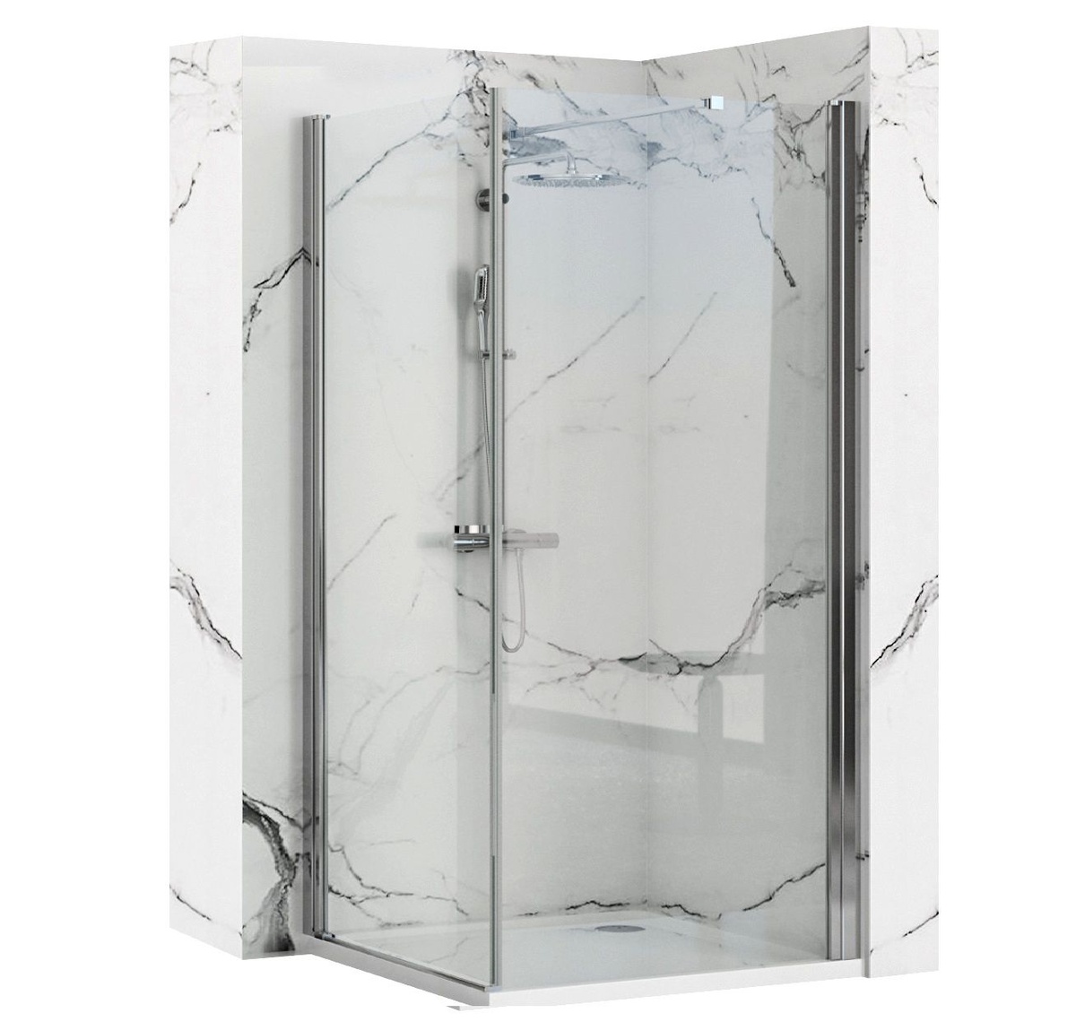 Кабина для душа квадратная угловая левая без поддона REA MAXIM 90x90x195см прозрачное стекло 6мм профиль хром REA-K0263