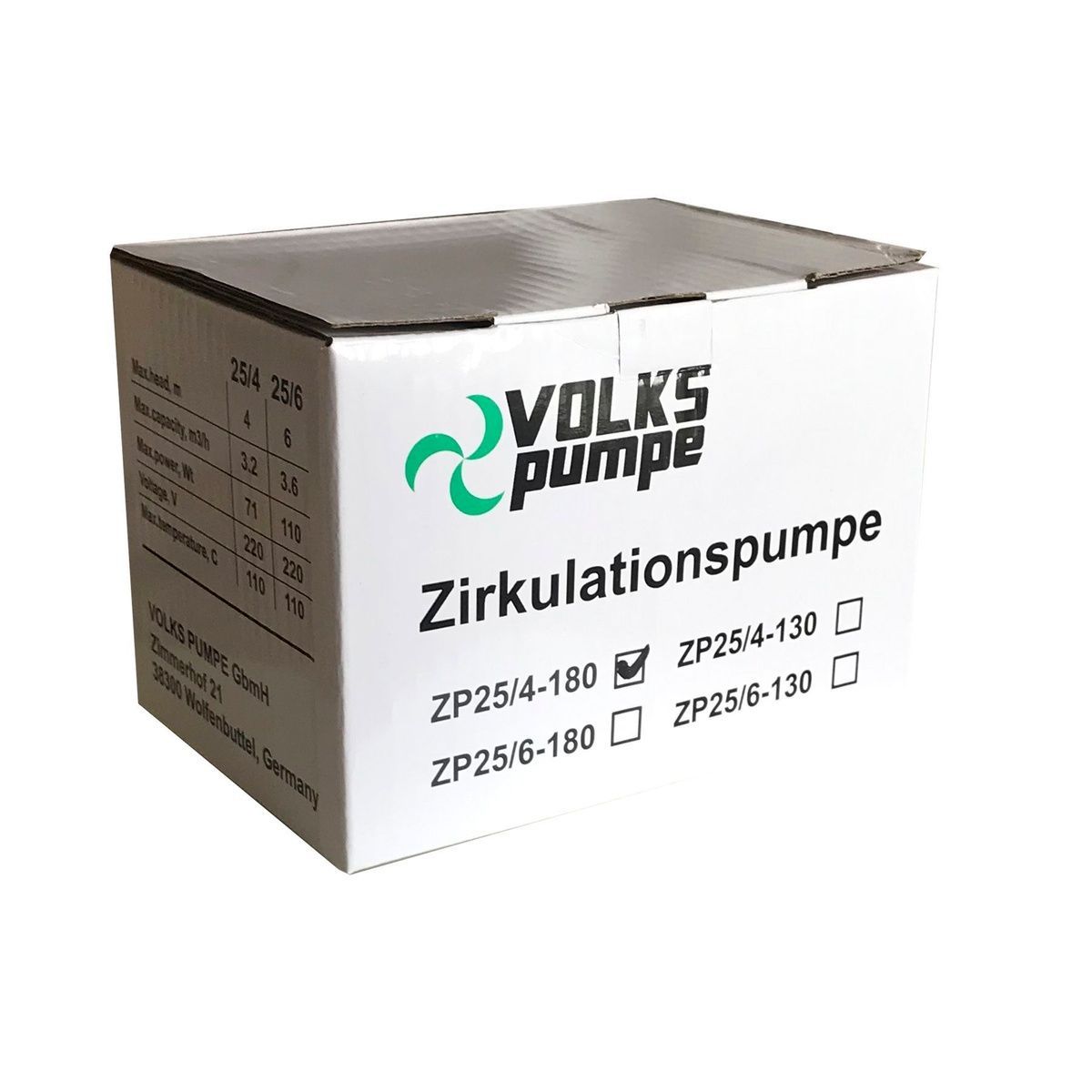 Насос циркуляційний VOLKS з мокрим ротором ZP25/4 71Вт 3м&sup3;/ч Hmax 3.7м 1 1/4" 000010612