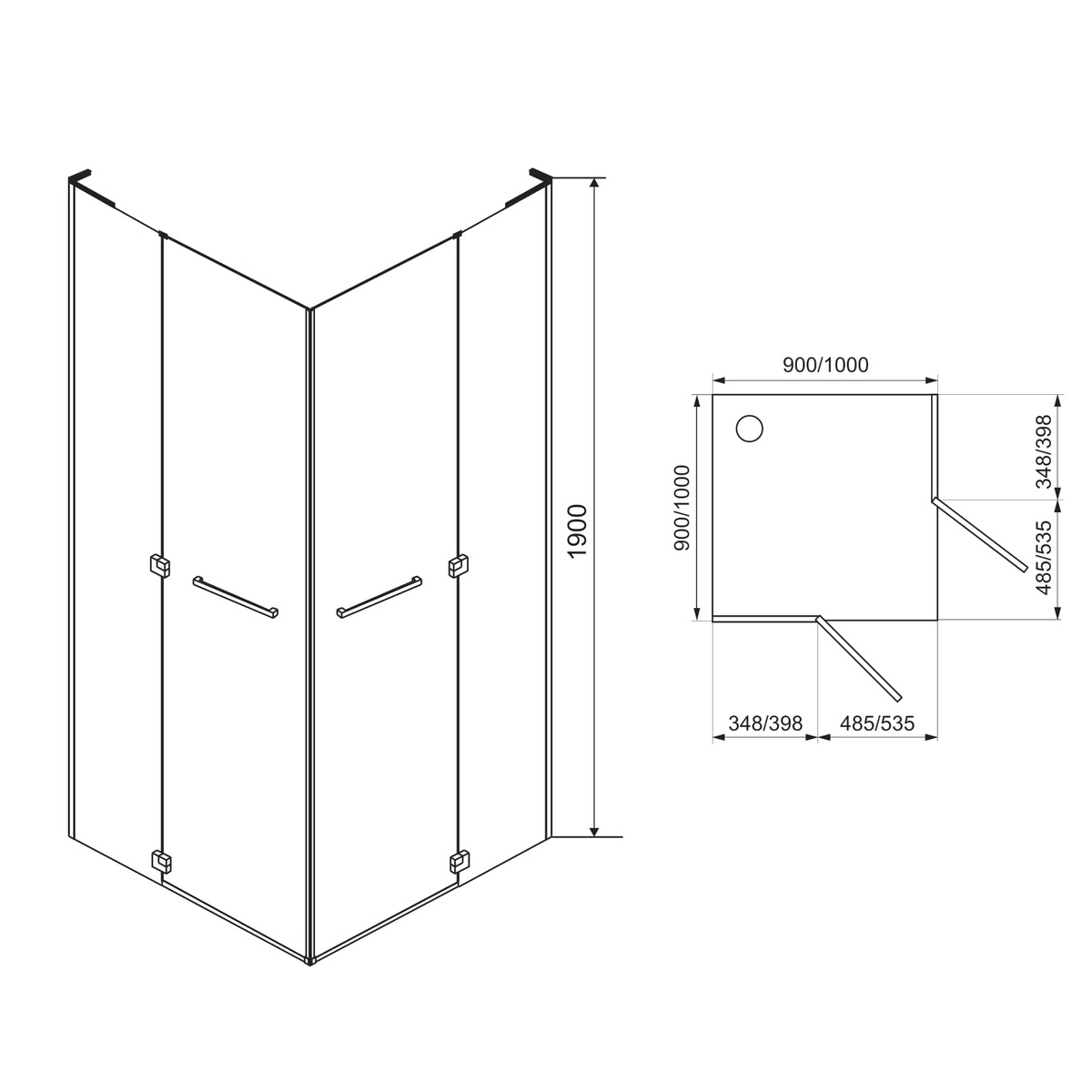Кабина для душа квадратная угловая двухдверная без поддона EGER RUBIK 90x90x190см прозрачное стекло 8мм профиль хром 599-333/1(2 коробки)