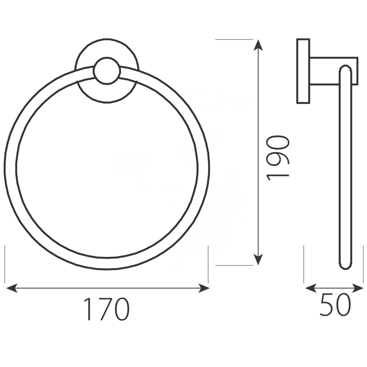 Тримач-кільце для рушників FERRO Grace 170мм округлий металевий хром AC11