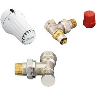 Термокомплект для радіатора DANFOSS RAE+RA-N+RLV-S кутовий 1/2" з налаштуванням з бічним підключенням 013G5173