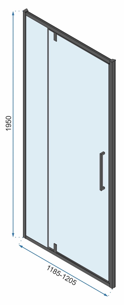 Двері скляні для душової ніші універсальні розпашні двосекційні REA RAPID SWING 195x120см прозоре скло 6мм профіль чорний REA-K6413