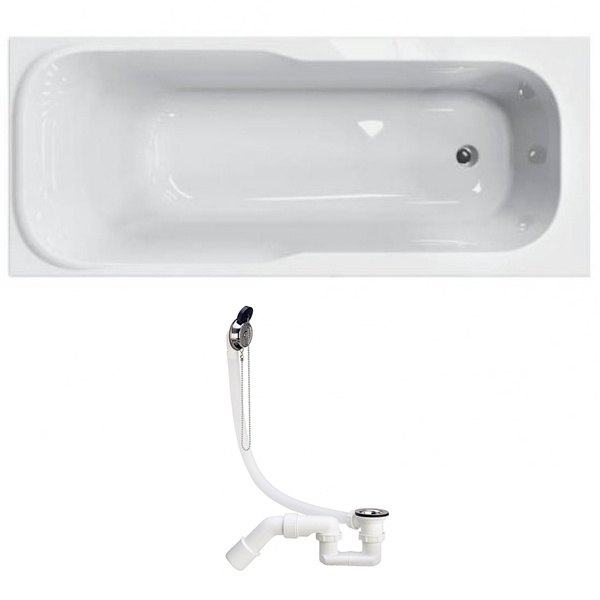 Ванна акрилова прямокутна KOLO SENSA 150см x 70см універсальна + Viega Simplex сифон для ванни XWP355000N+311537