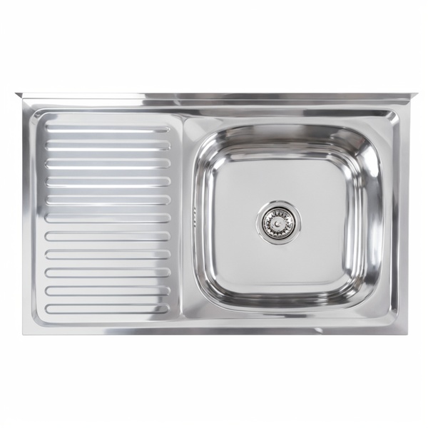 Мийка для кухні із нержавіючої сталі прямокутна накладна PLATINUM 8050 R ПОЛИРОВКА 800x500x160мм глянцева 0.7мм із сифоном PLS-A559
