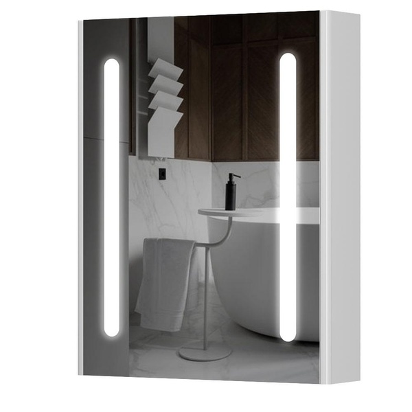 Шкафчик подвесной с зеркалом в ванную AQUARIUS Silver 60x75x15см c подсветкой белый AQ-U1665196096