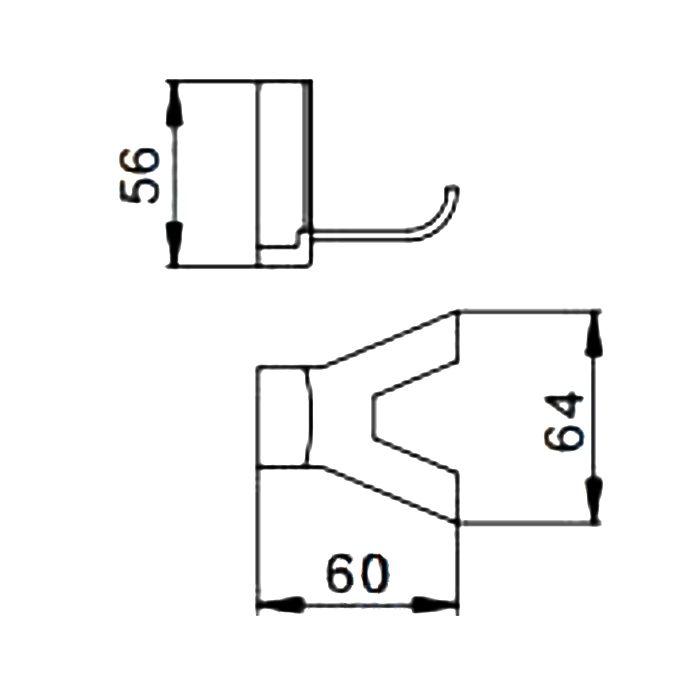 Крючок настенный двойной FRAP F1805-2 прямоугольный металлический хром
