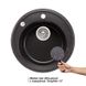 Кухонна мийка зі штучного каміння кругла LIDZ D510/200 505мм x 505мм чорний із сифоном LIDZGRF13D510200 3 з 7