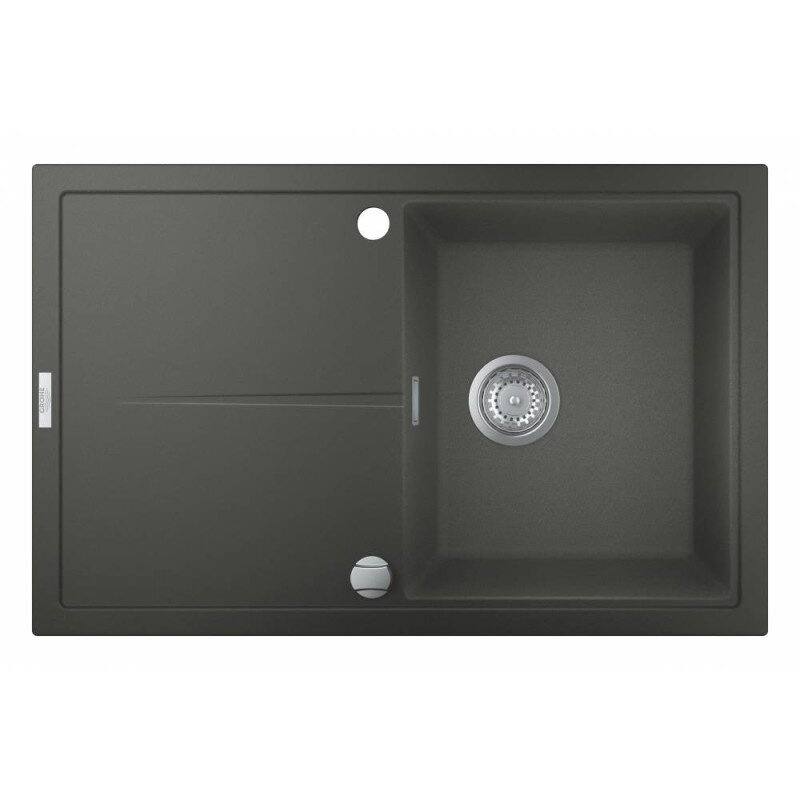 Кухонная мойка композитная прямоугольная GROHE 780мм x 500мм черный с сифоном 31639AT0