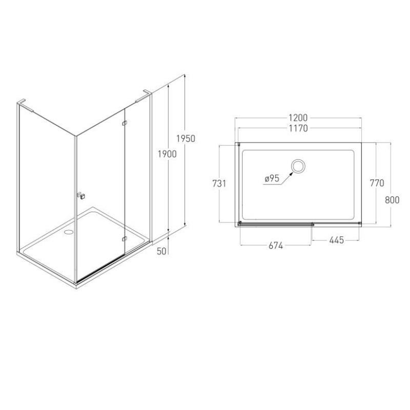 Кабина для душа прямоугольная угловая правая c поддоном VOLLE BENITA 80x120x195см прозрачное стекло 8мм профиль хром 1017.134601R(5коробок)