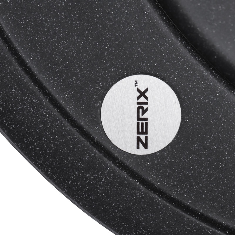 Мийка для кухні гранітна кругла ZERIX ZS-510R-13 510x510x200мм із сифоном графіт ZX4537