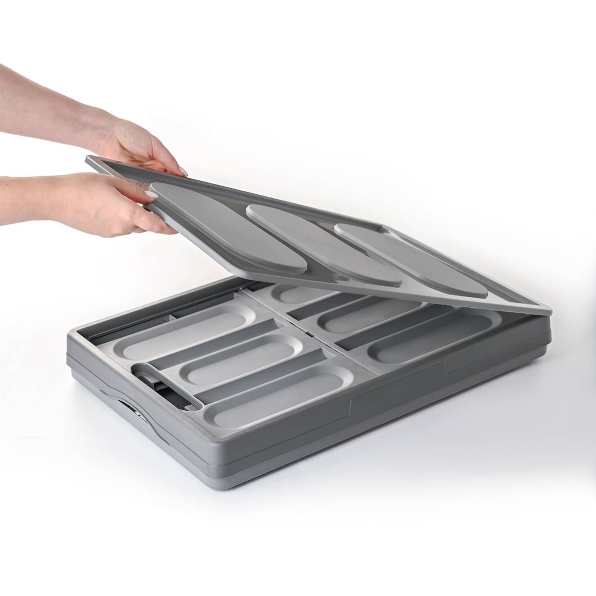 Ящик для хранения с крышкой MVM пластиковый серый 230x290x420 FB-1 30L GRAY