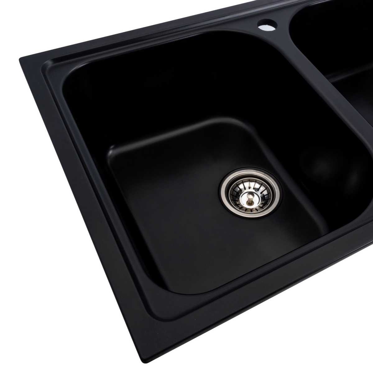 Мийка для кухні гранітна прямокутна PLATINUM 7950 Equatoria 785x498x200мм без сифону на дві чаші чорна PLS-A35799