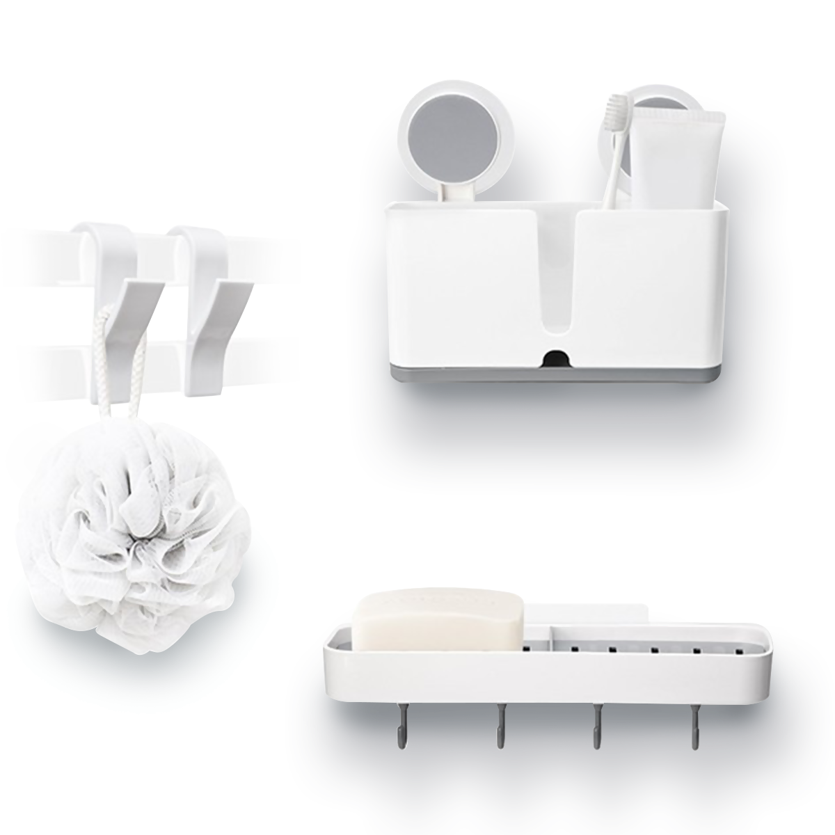 Набор аксессуаров для ванной MVM №11 округлый пластиковый серый MVM-MH-11 white/gray