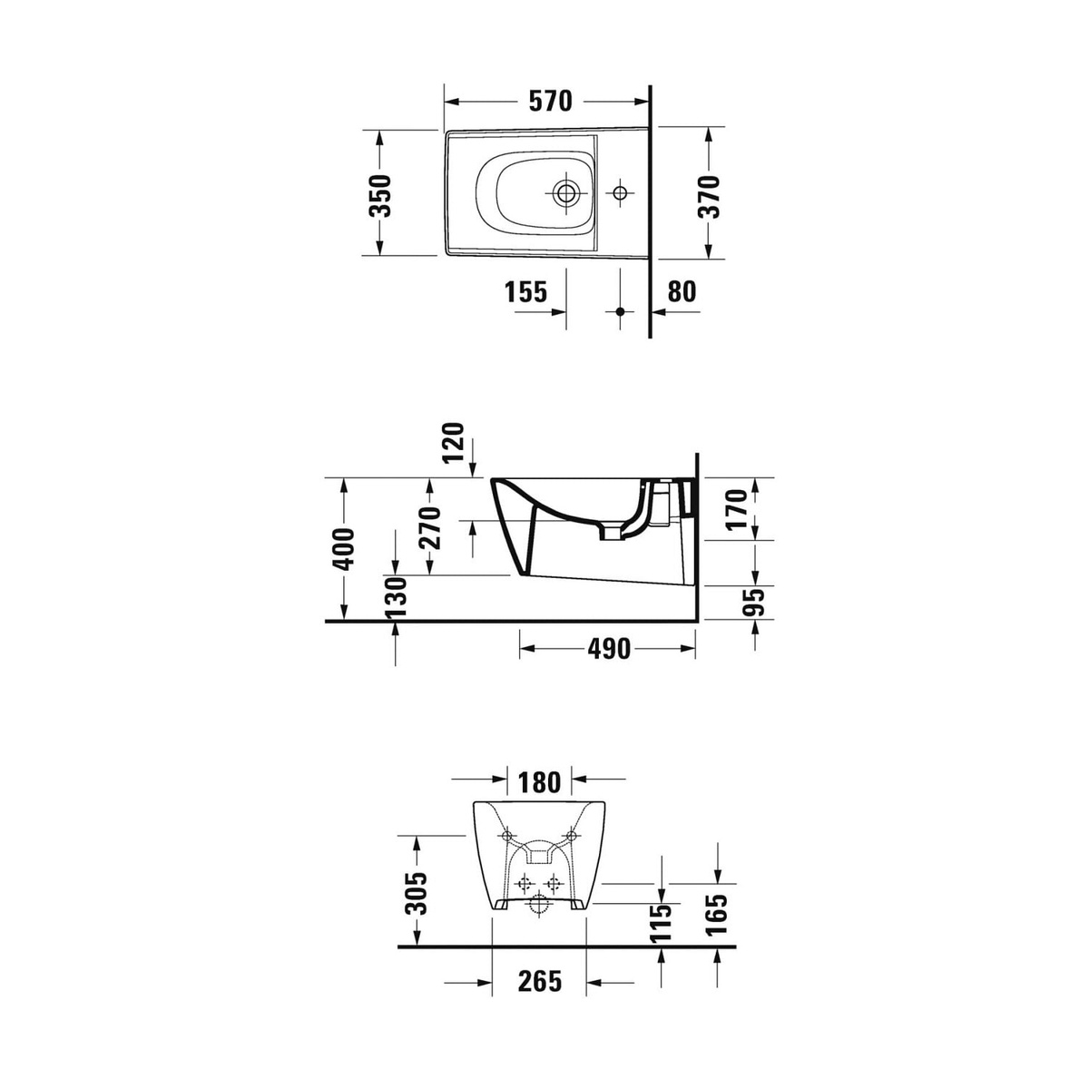 Биде подвесное DURAVIT Viu белое 2292150000