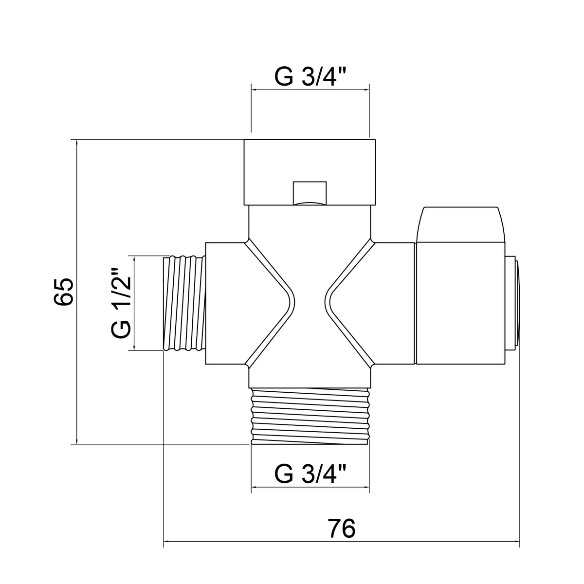 Дивертор для смесителя Q-TAP QT44 латунный хром