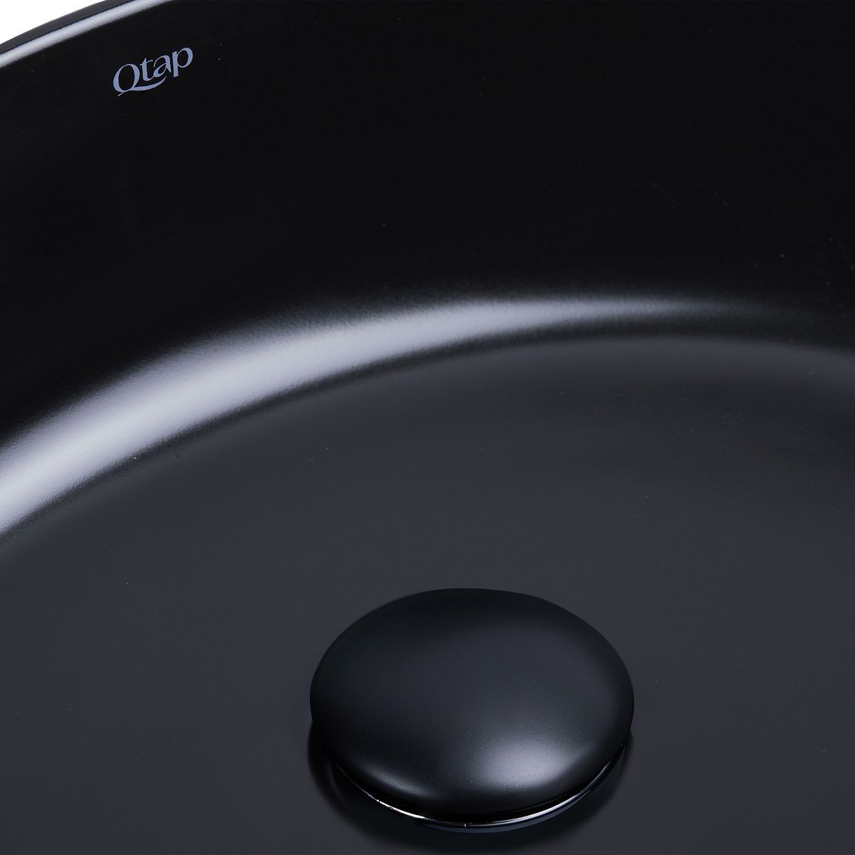 Умивальник накладний Q-TAP Leo 455x305x155мм овальний чорний QT1111A052MB