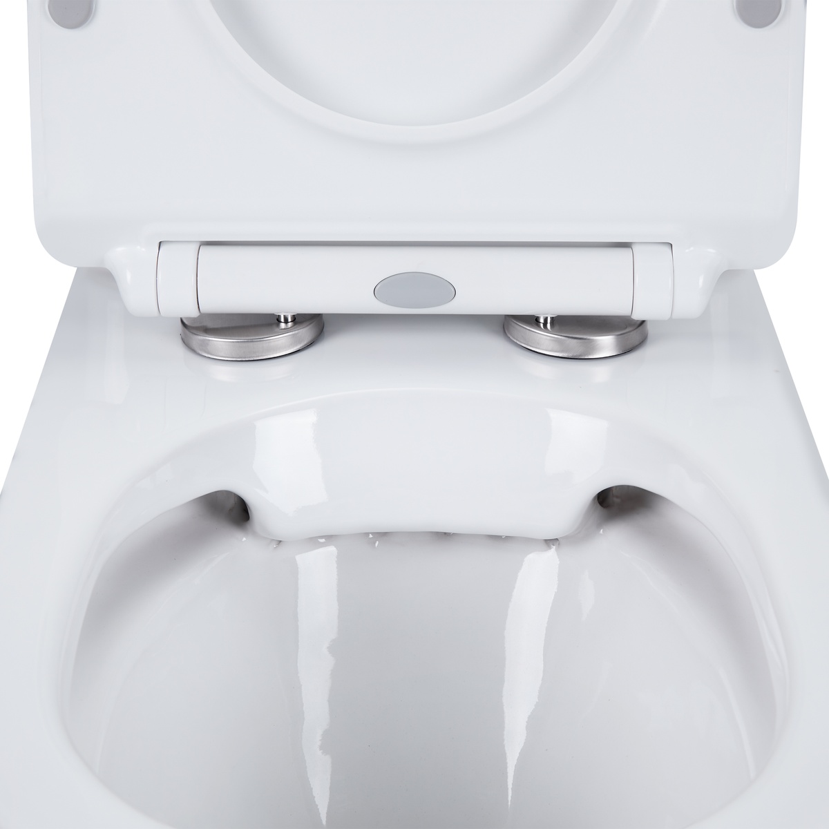 Унитаз напольный безободковый белый Q-TAP Presto сиденье микролифт выпуск в стену QT24221217AW