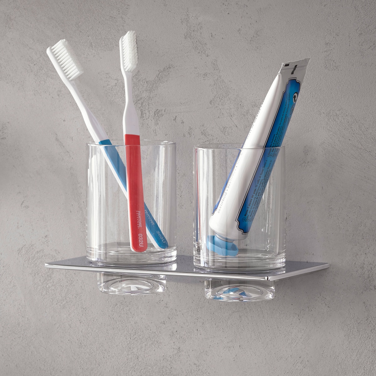 Стакан для зубных щеток подвесной двойной EMCO Art хром стекло 1625 001 00