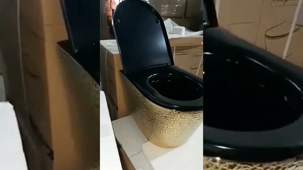 Унитаз подвесной для инсталляции безободковый чёрно-золотой ASIGNATURA Exclusive с сиденьем с микролифтом 57802803