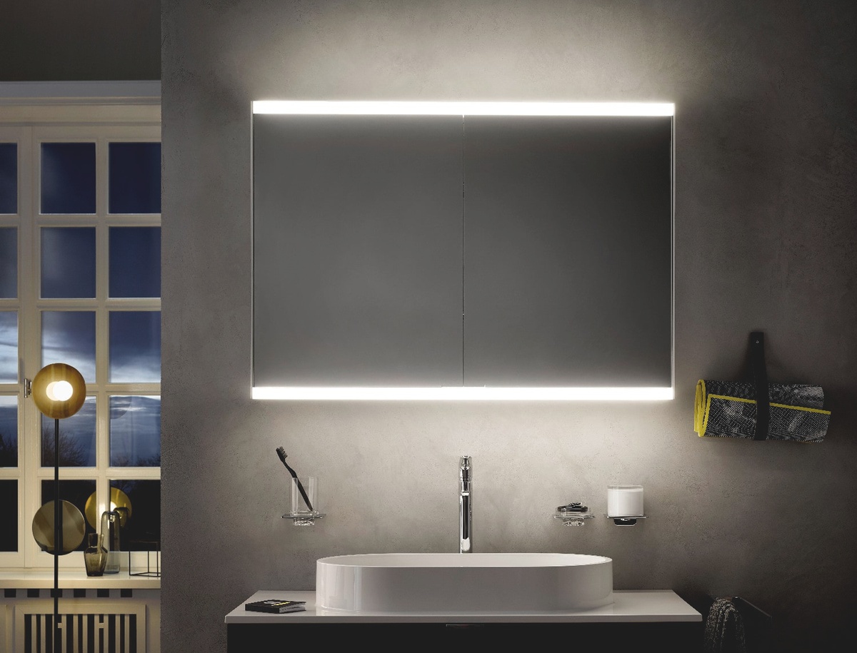 Шкафчик подвесной с зеркалом в ванную EMCO 100.4x72.7x16.7см c подсветкой серый 949706055