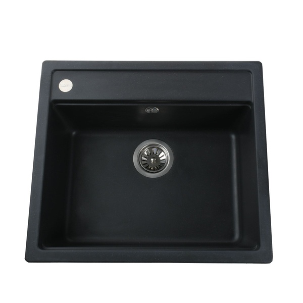 Кухонна мийка зі штучного каміння прямокутна GLOBUS LUX VOLTA 510мм x 570мм чорний без сифону 000002997