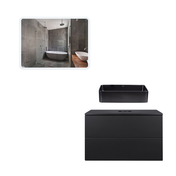 Набор мебели в ванную Q-TAP Tern черный QT044VI43010
