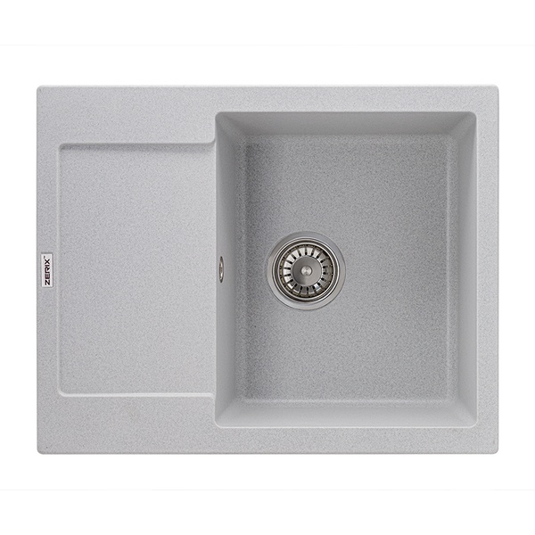 Мийка для кухні гранітна прямокутна ZERIX ZS-6250S-09 620x500x200мм із сифоном сіра ZX4591