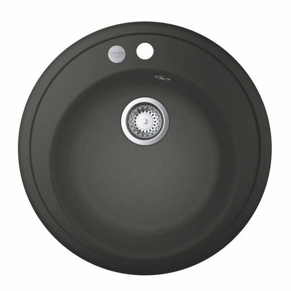 Мийка для кухні GROHE гранітна K200 510x510мм кругла врізна із сифоном чорна 31656AT0