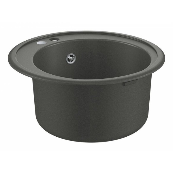 Раковина на кухню керамічна кругла GROHE K200 510мм x 510мм чорний із сифоном 31656AT0