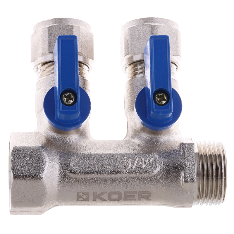 Коллектор для водопровода KOER 2 контура 3/4"/1/2" KR.1125 KR2835