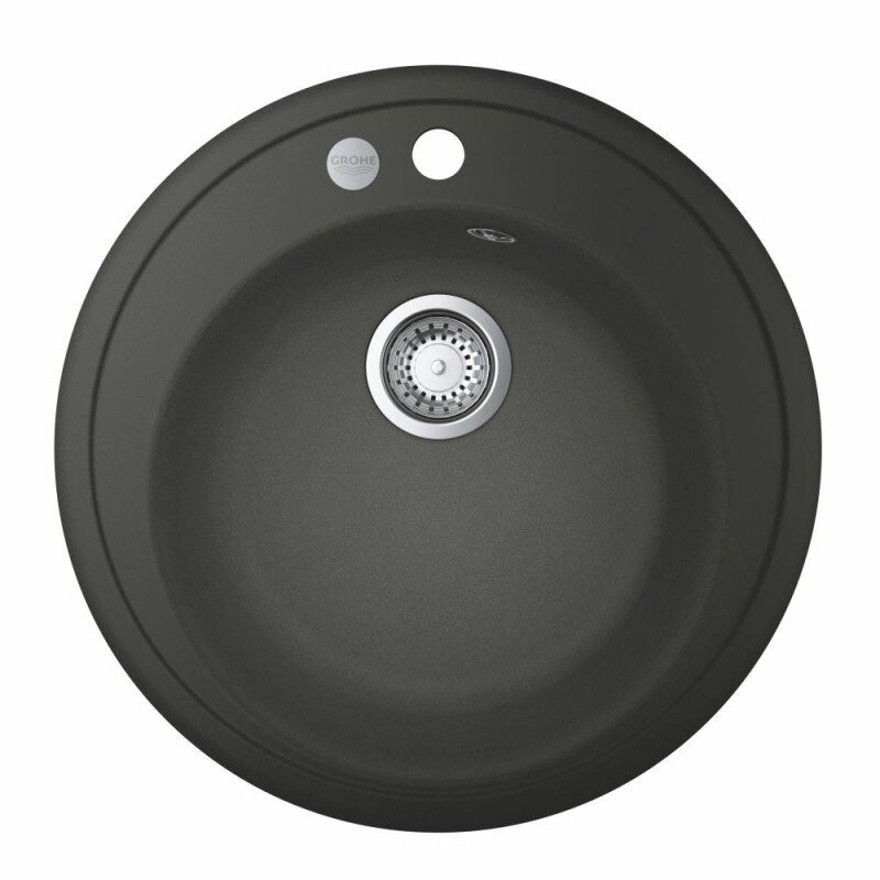 Мойка на кухню керамогранитная круглая GROHE K200 510мм x 510мм черный с сифоном 31656AT0