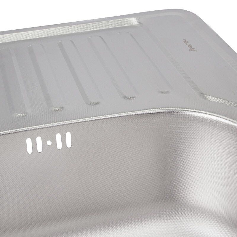 Кухонна мийка сталева прямокутна IMPERIAL 500мм x 690мм мікротекстура 0.8мм із сифоном IMP695008MICDEC