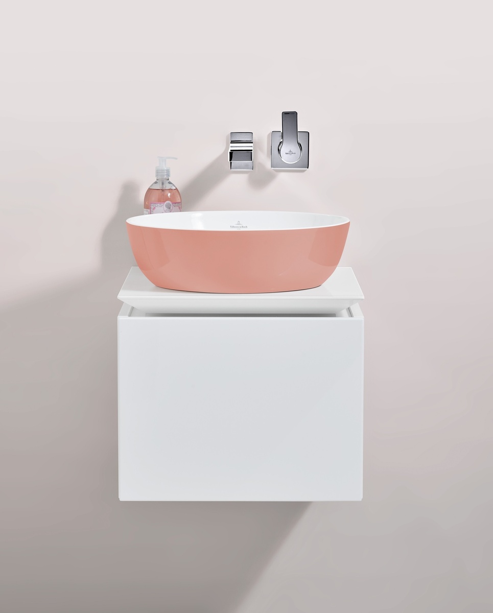 Раковина чаша накладная на тумбу для ванны 430мм x 430мм VILLEROY&BOCH ARTIS розовый круглая 417943BCT0