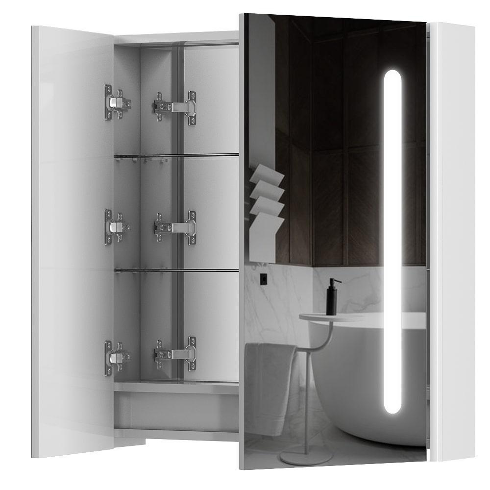 Шкафчик подвесной с зеркалом в ванную AQUARIUS Silver 70x75x15см c подсветкой белый AQ-U1665196098
