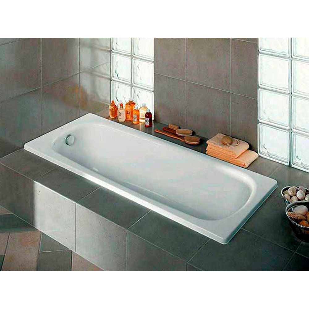 Ванна чавунна металева прямокутна ROCA CONTINENTAL 160см x 70см універсальна + сифон Simplex для ванни A21291200R+311537