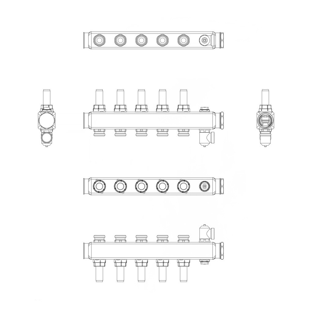 Коллектор для теплого пола DANFOSS 5 контуров с расходомерами 1"/3/4" SSM-F 088U0755