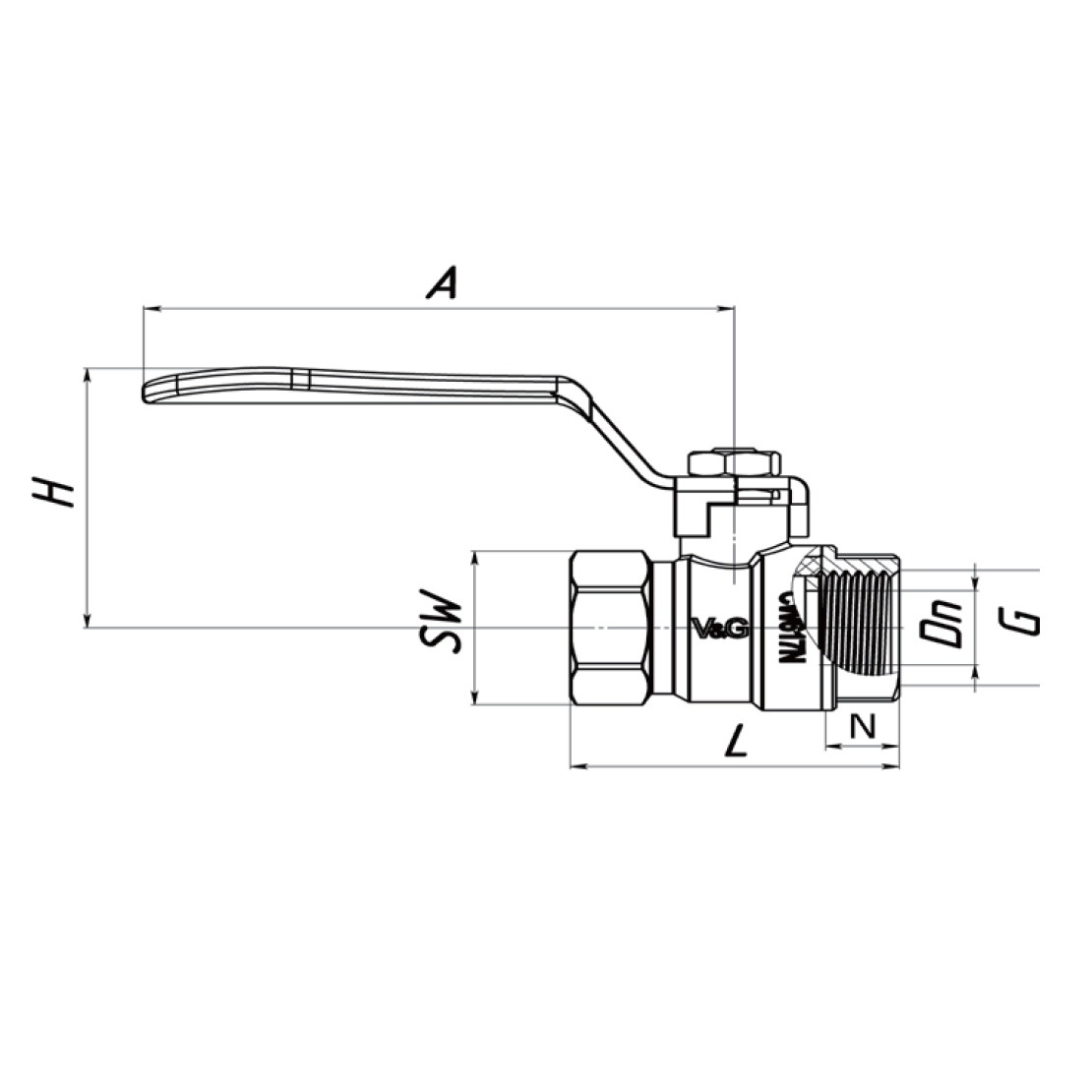 Кран шаровой V&G VALOGIN Optima 1/2" вн-вн PN25бар SQ-1040167