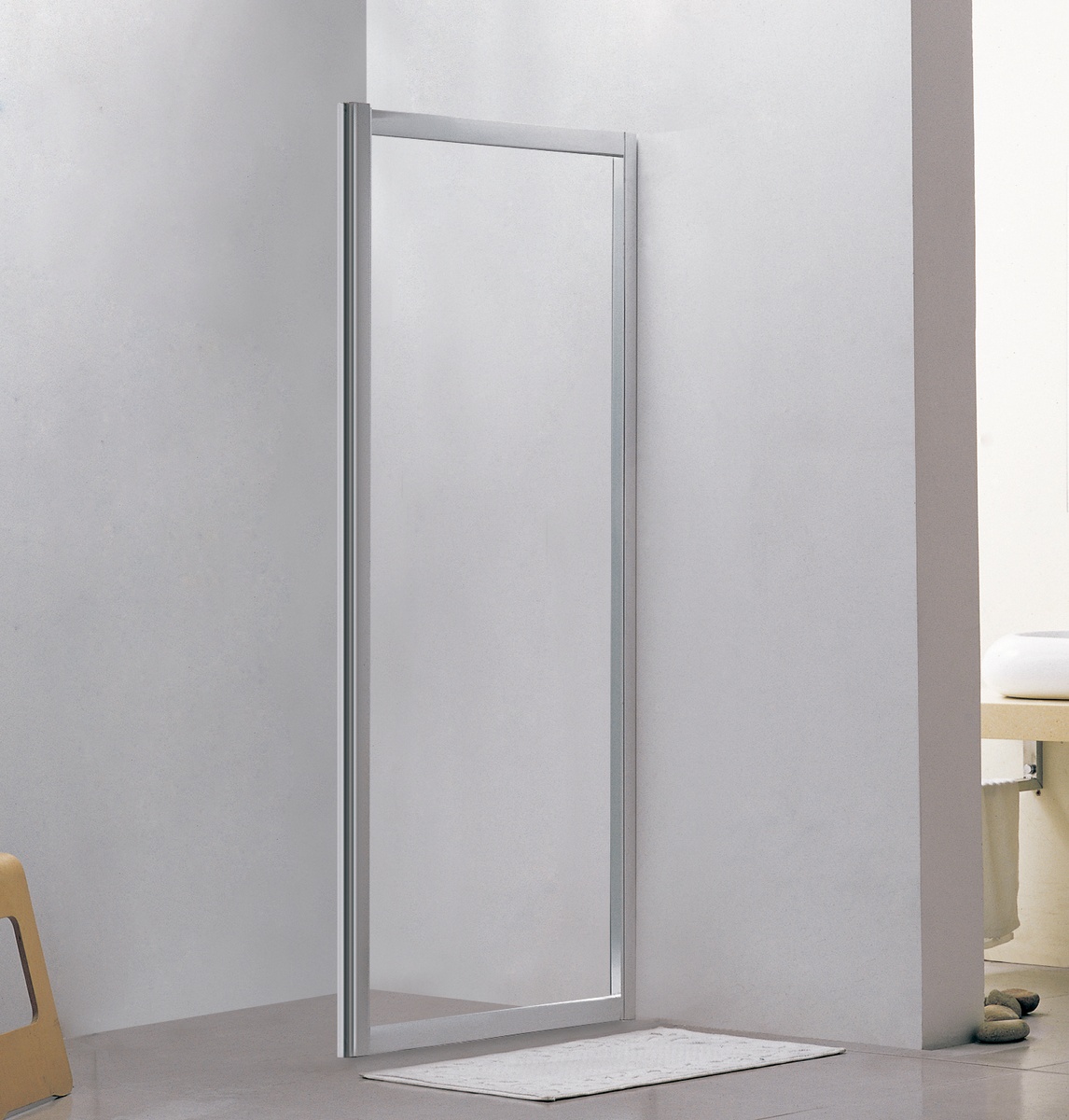 Ограждение стеклянное в душевую 80см x 195см EGER стекло прозрачное 5мм 599-150-80W(h)