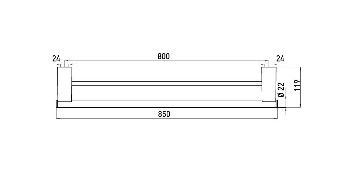 Тримач для рушників подвійний EMCO System2 3561 001 80 850мм округлий металевий хром