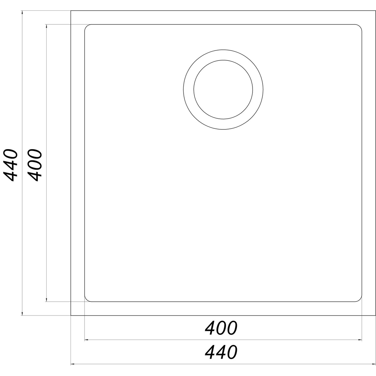 Мийка на кухню гранітна квадратна GLOBUS LUX AMMER А0007 440x440мм біла без сифону 000023649