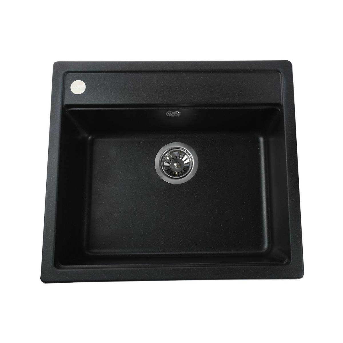 Кухонна мийка зі штучного каміння прямокутна GLOBUS LUX VOLTA 510мм x 570мм чорний без сифону 000009669