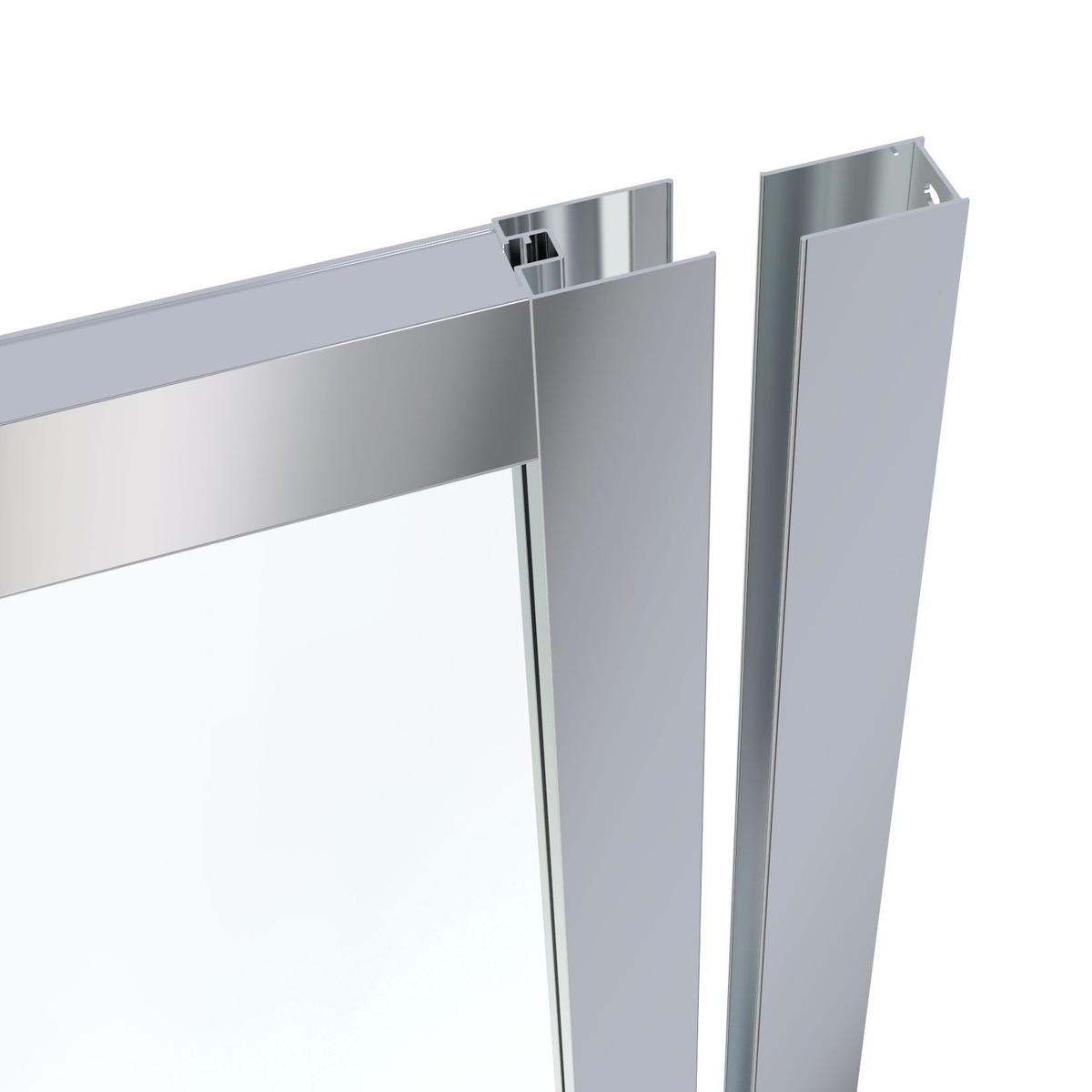 Двері скляні для душової ніші розсувні трисекційні EGER LEXO 91.5x195см прозоре скло 6мм профіль хром 599-809/1