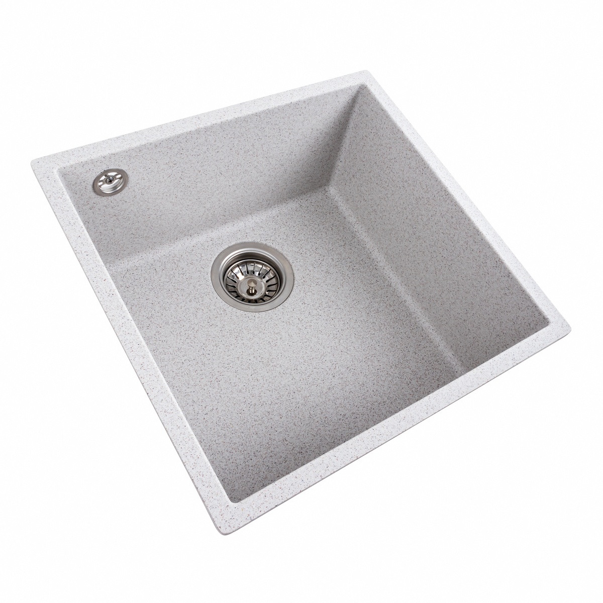Мийка для кухні гранітна квадратна PLATINUM 4040 RUBA 440x440x200мм без сифону біла PLS-A40847